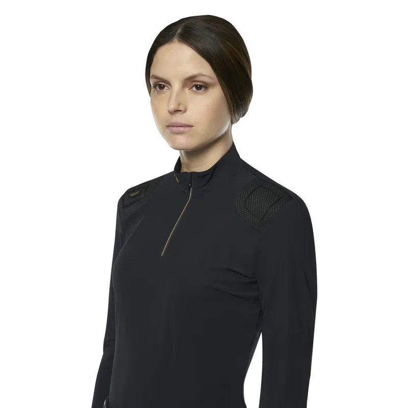 Cavalleria Toscana R-EVO Tech Epaulet L/S Zip Polo Black-4